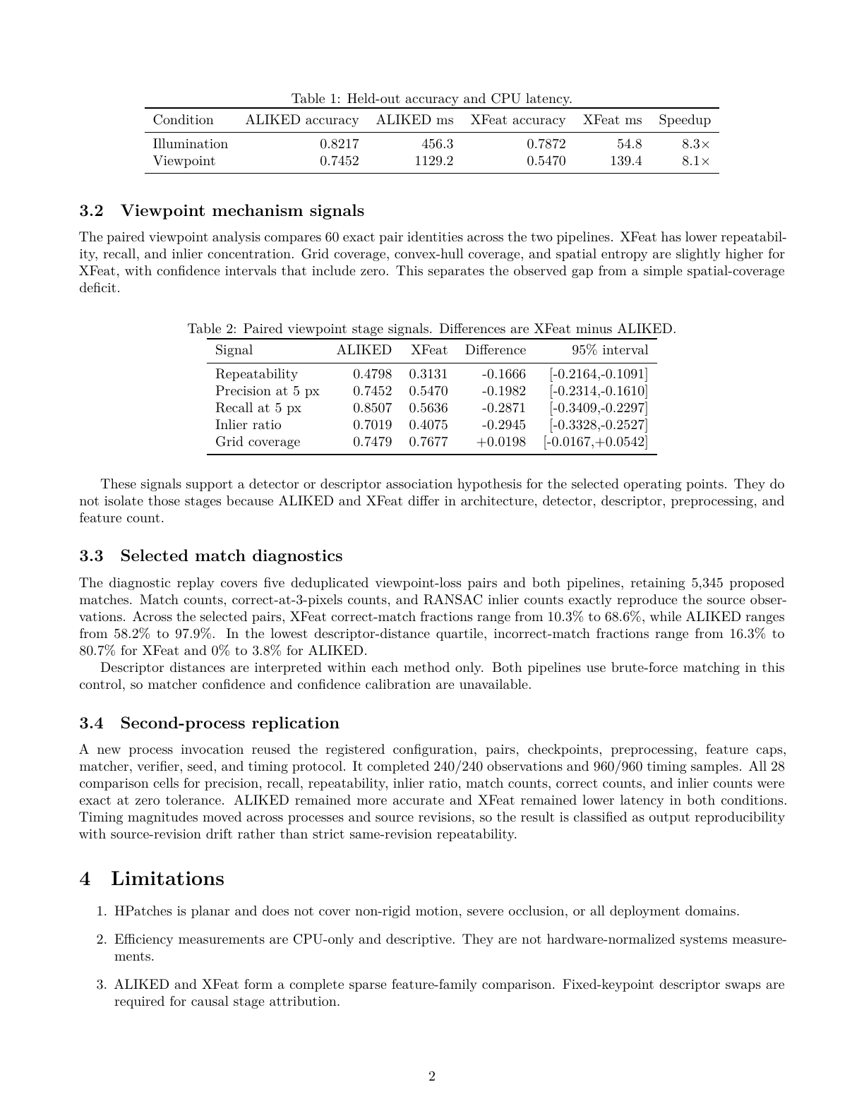 Feature Matching Benchmark report, page 2 of 3